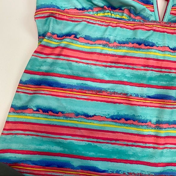 Nautica Tankini Racer Back Multi-Color Size 14 - Picture 5 of 10